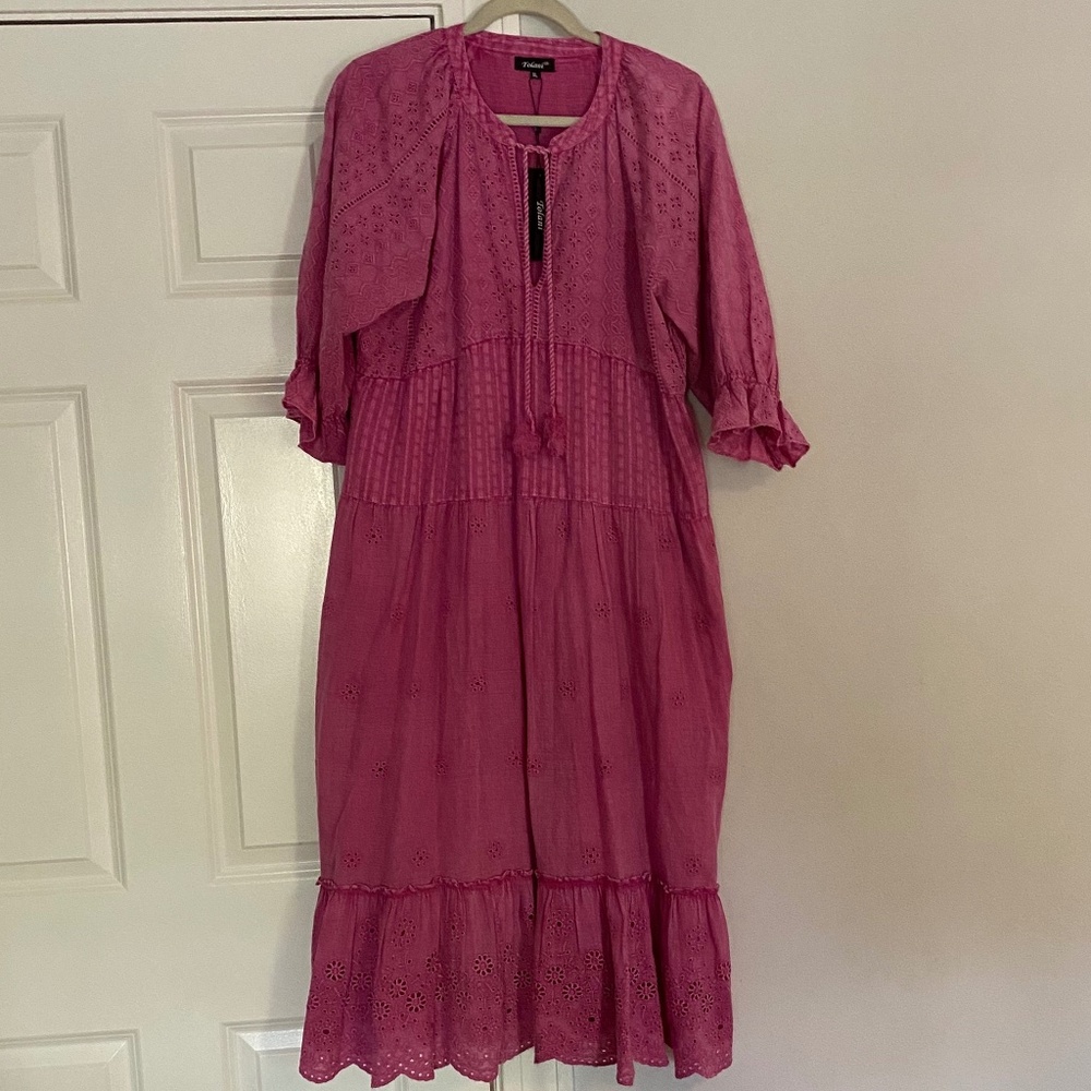 Tolani Pink Tiered Dress, XL, NWT